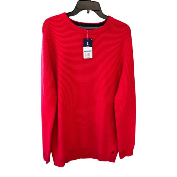 NEW IZOD Boys Tango Red Crew Neck Ribbed Pullover Sweater Size XL - Picture 2 of 5